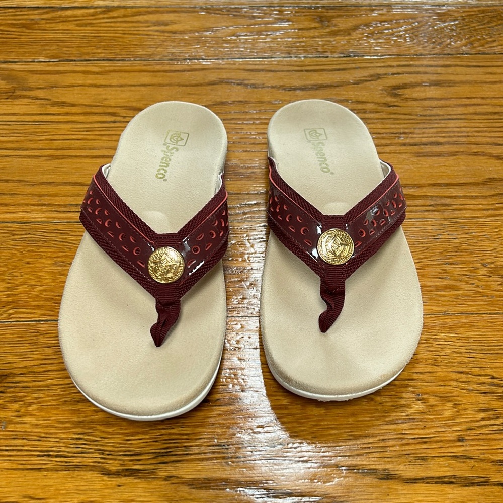 Spenco brand Starboard style sandals.  Orthotic footbed. Wine.  Size 8.5.
